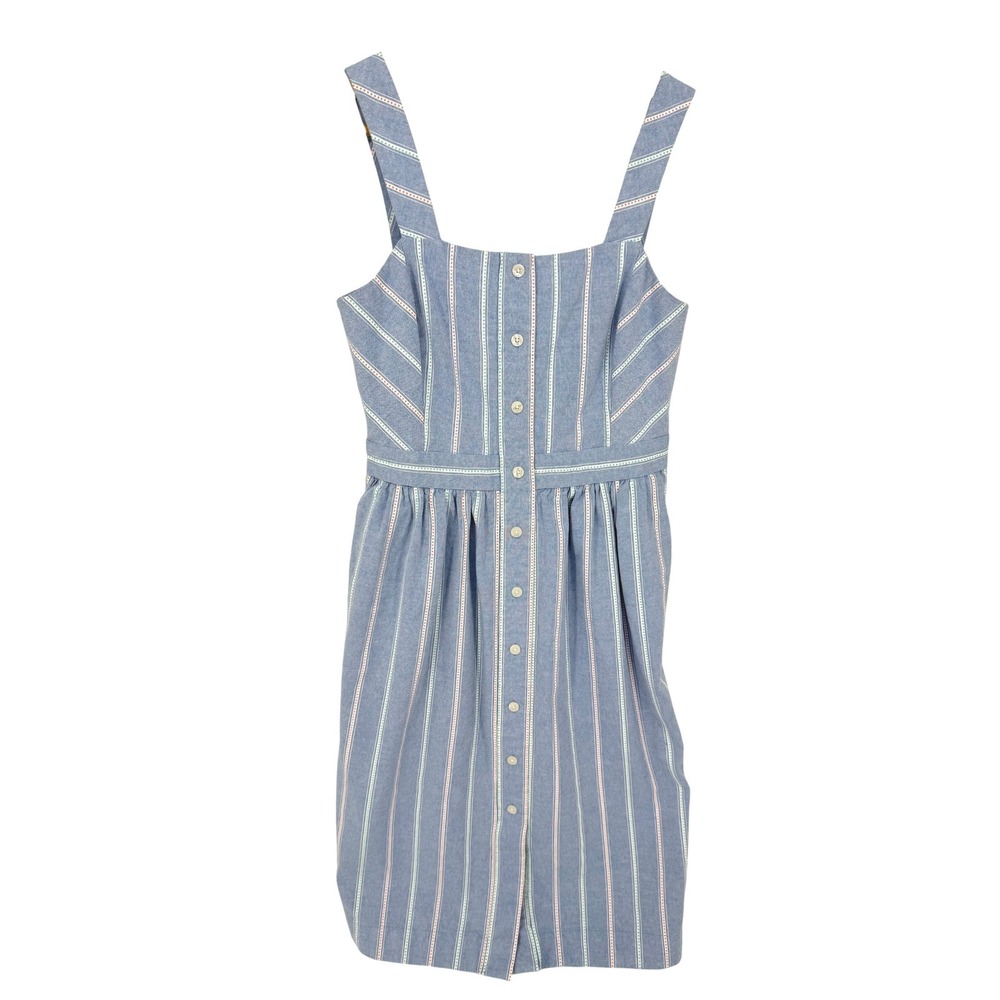 Draper James Button Front Dress Womens Size 0 Blue Striped Sleeveless Cotton - Picture 2 of 8